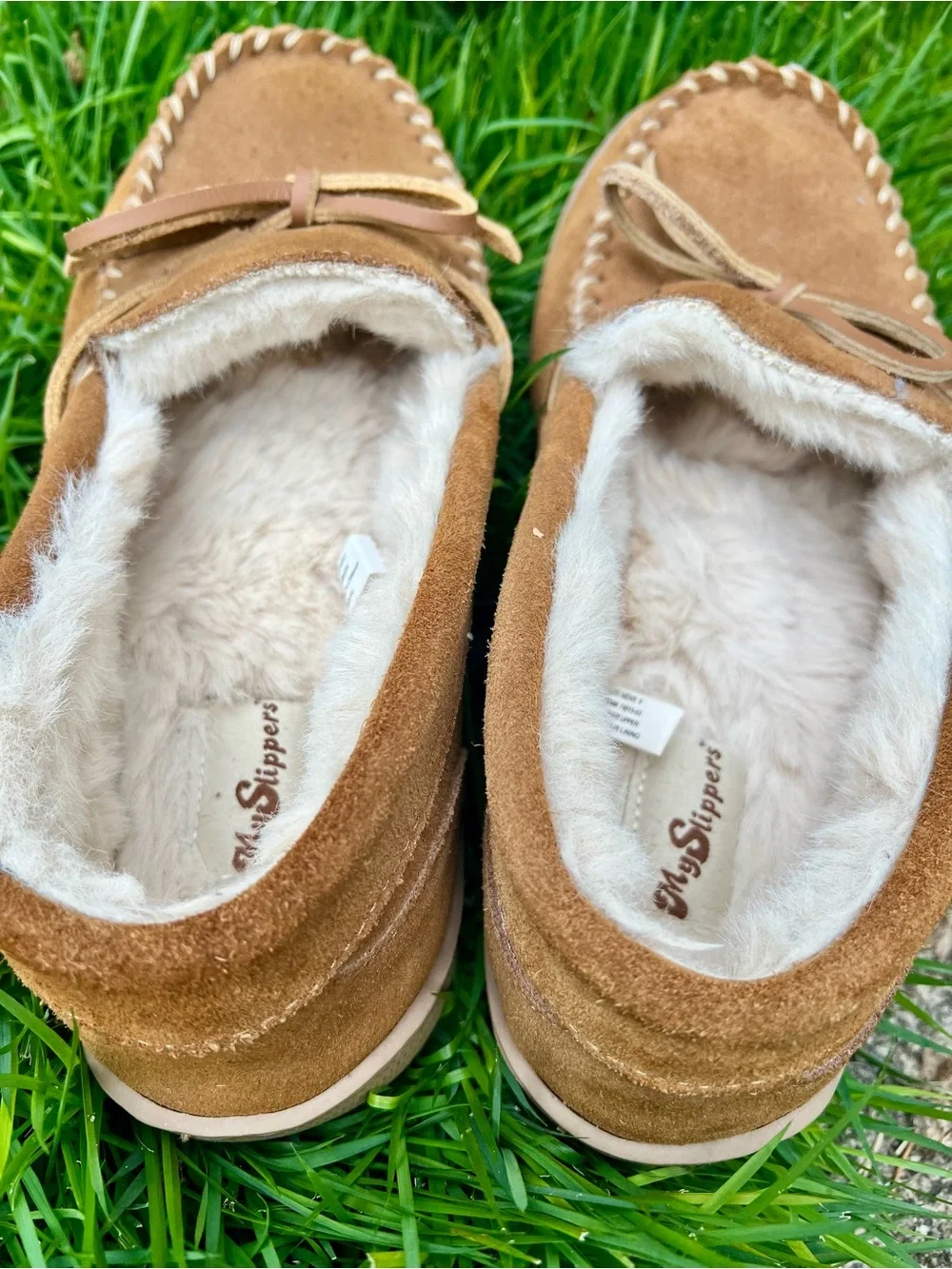 NWOB Men’s 9 My Slippers Luxury Leather Suede Coastal Fur Brown Boat Shoes Prep